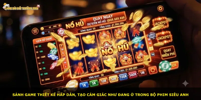 Sảnh game thiết kế hấp dẫn, tạo cảm giác như đang ở trong bộ phim siêu anh